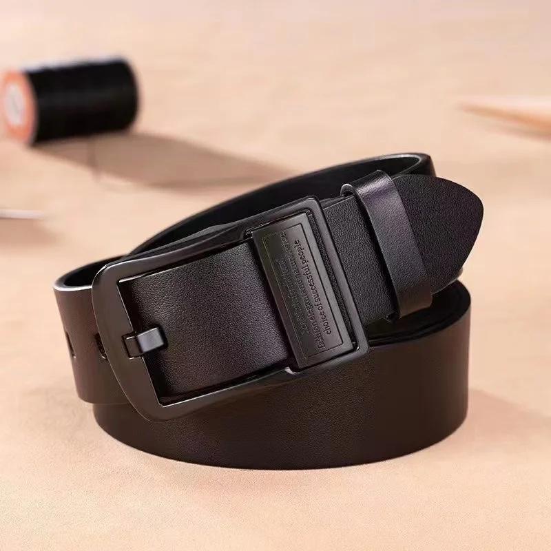 Ceinture en cuir de vachette pour hommes, broche en alliage métallique, sangle de taille décontracté