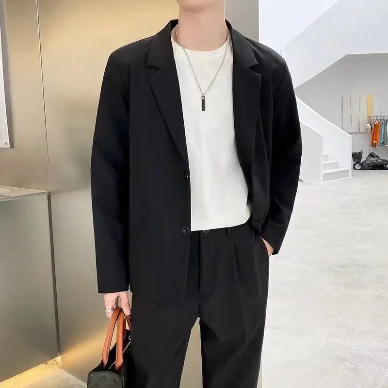 Veste Courte pour Homme, Costume Surdimensionné, Décontracté, Élégant, Simple, à Boutonnage