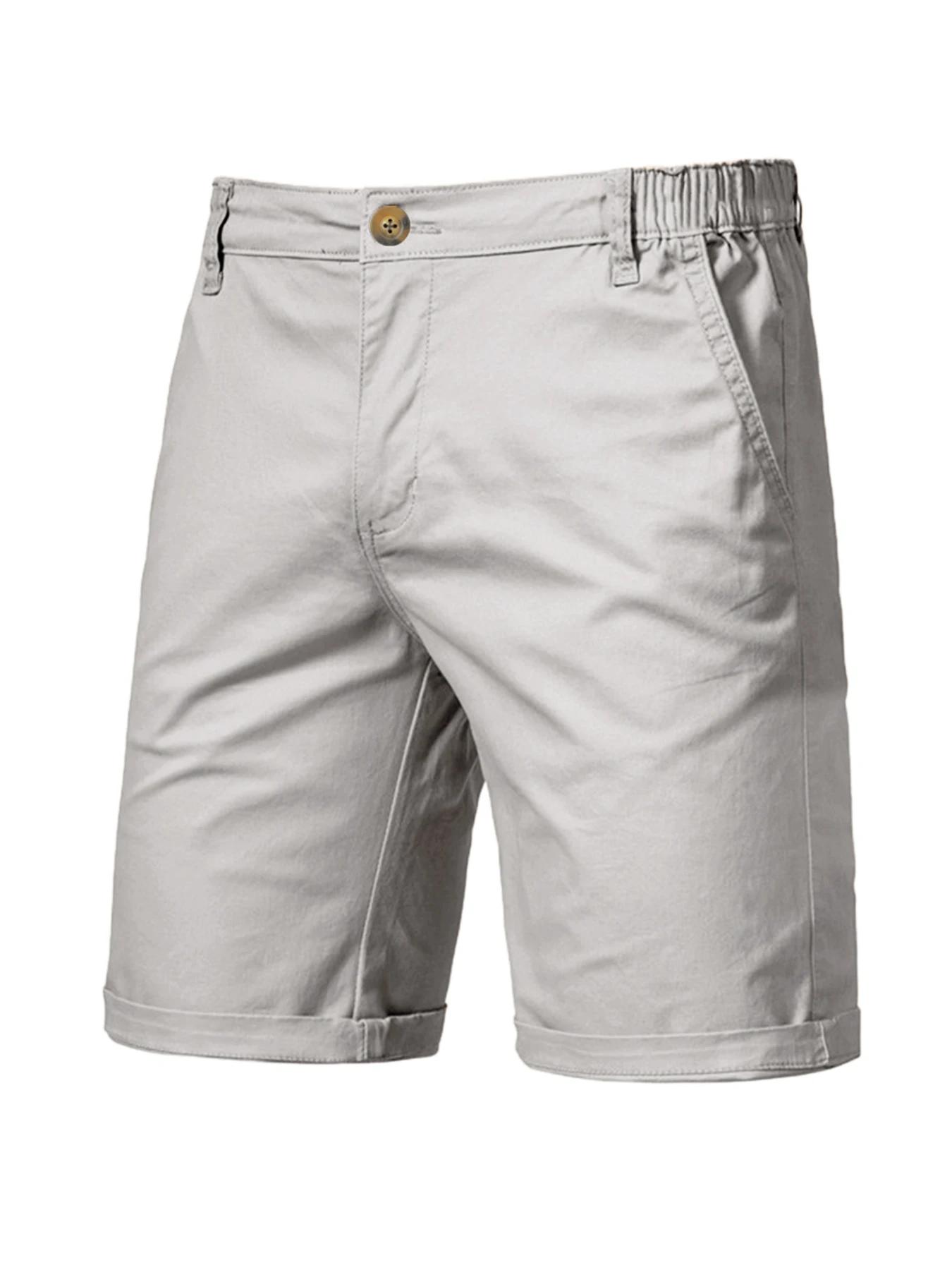 2025 hommes couleur unie pantalon court décontracté plage respirant confortable pantalon court droit