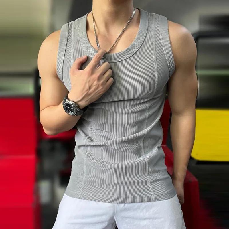 Nouveau gilet en tissu combiné pour hommes, grand gilet pour sport d'été, loisirs, Fitness, vêtement