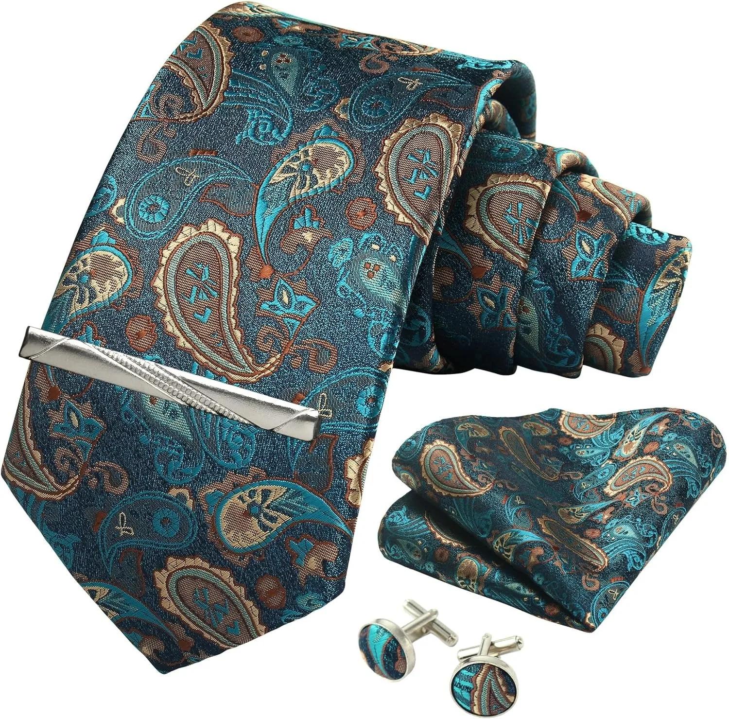 100% soie cravate Paisley Floral hommes cravate de qualité supérieure affaires cravate poche carré c