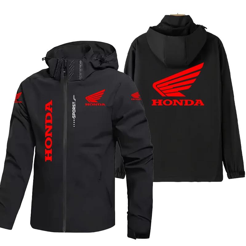 Veste de moto Honda pour hommes, manteau coupe-vent et imperméable à capuche avec capuche amovible e