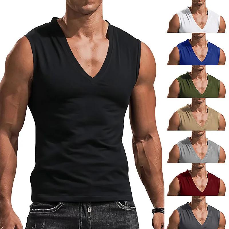 Gilet sans manches à col en V pour homme