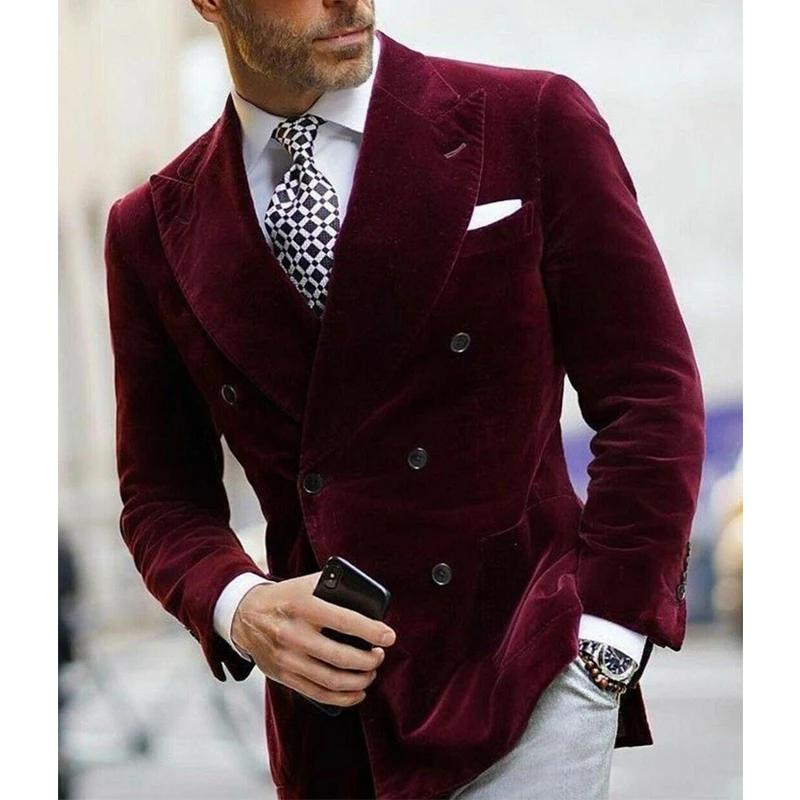 Blazer en velours bordeaux pour hommes