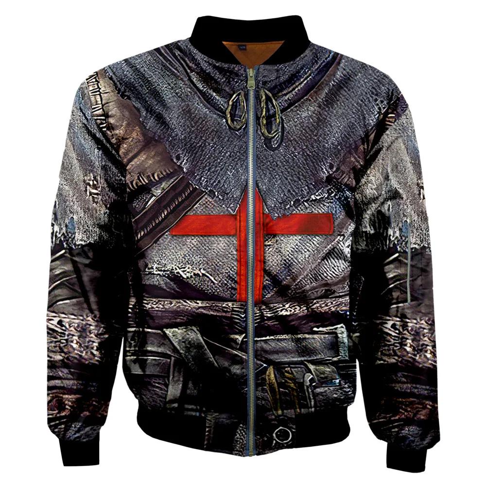 Blouson aviateur imprimé chevaliers templiers pour hommes