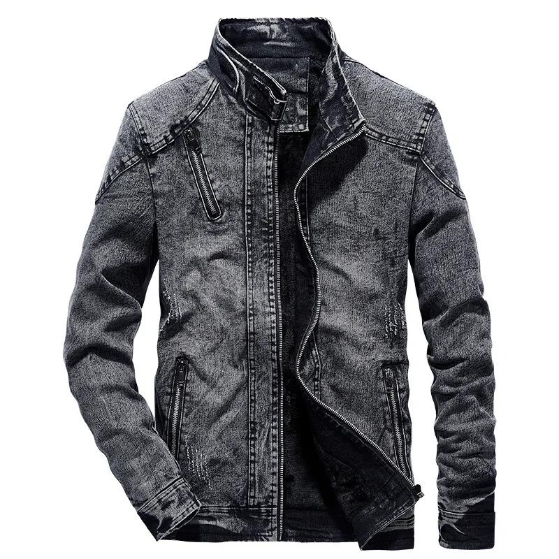 Blouson aviateur en denim vintage pour hommes