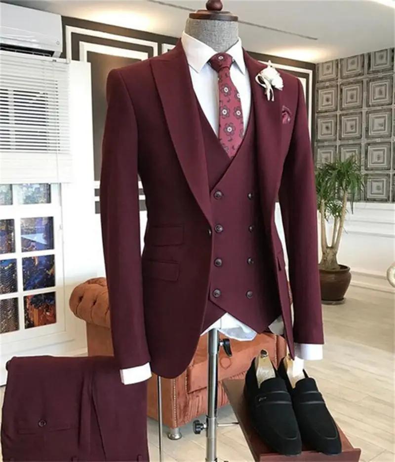 Blazer à Double Boutonnage Bordeaux pour Homme