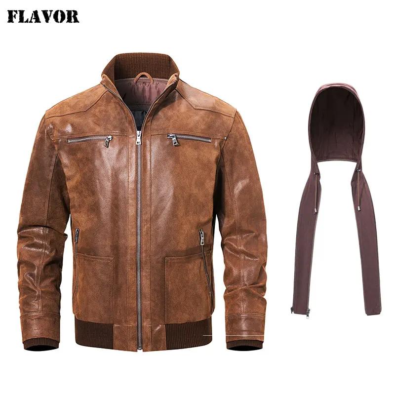 FLAVOR Veste en cuir marron pour homme