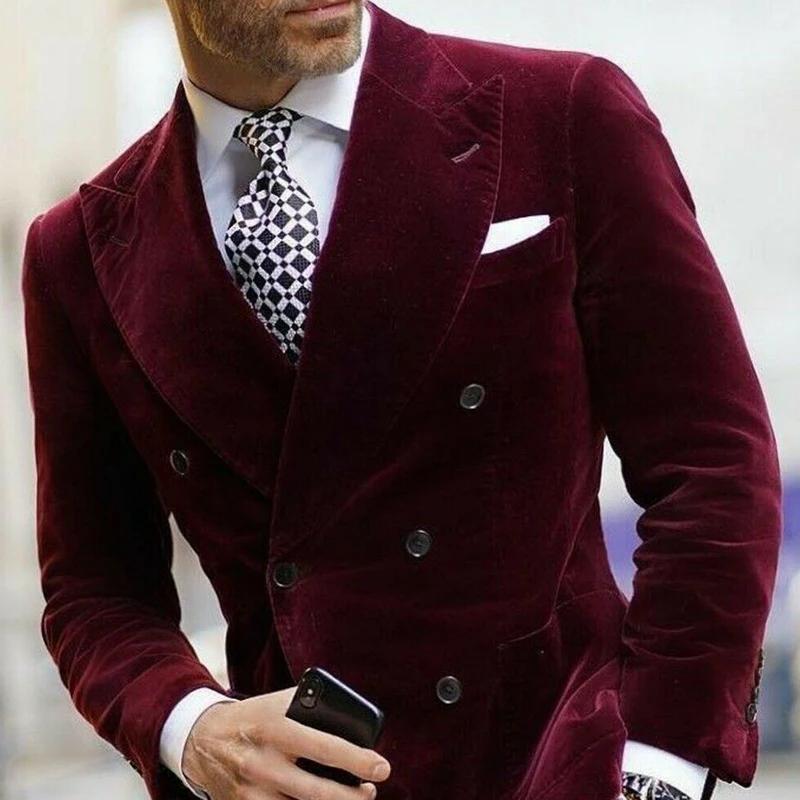 Blazer en velours bordeaux pour hommes