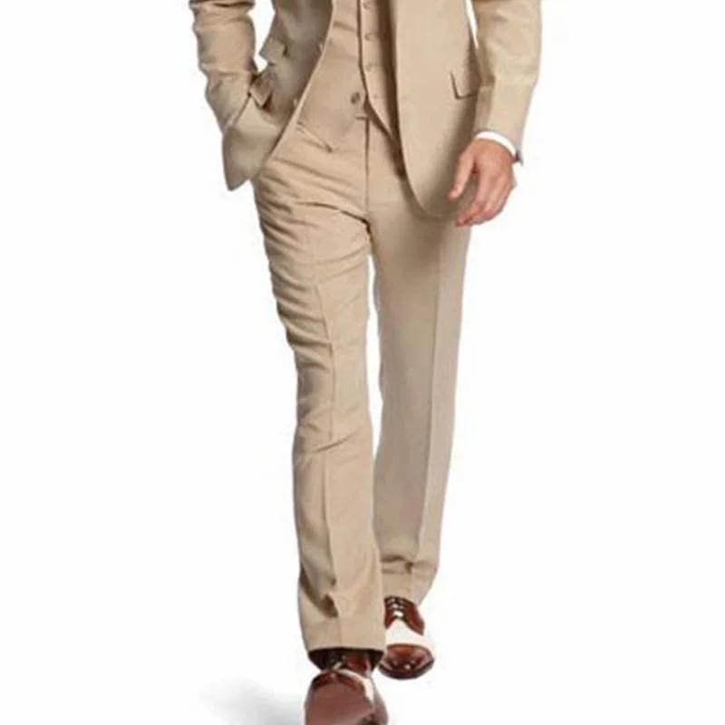 Costume de Mariage et de Cérémonie 3 Pièces Champagne pour Hommes