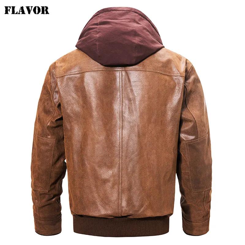 FLAVOR Veste en cuir marron pour homme