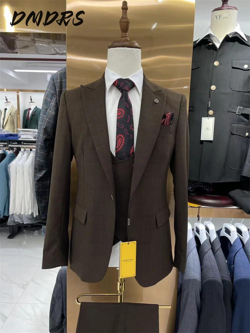 Ensemble de costume formel à carreaux pour hommes