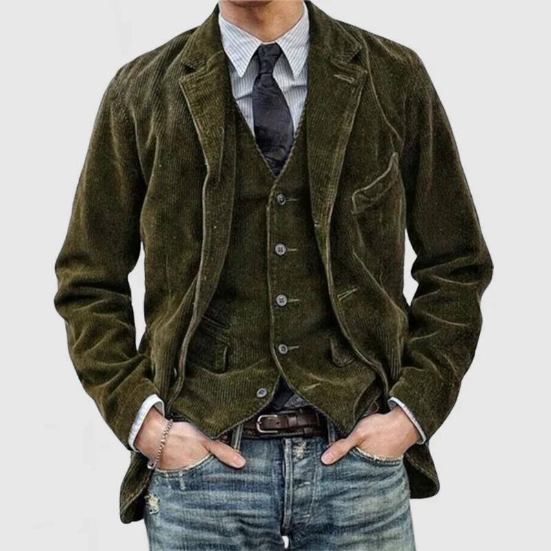 Nouveaux vêtements d'automne pour hommes. Costume en velours côtelé de couleur unie. Veste décontractée à col