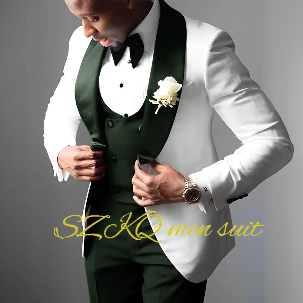 Costume de smoking de mariage blanc pour hommes