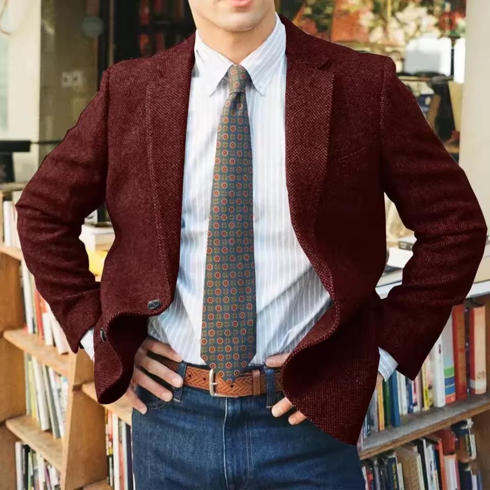 Veste de costume à chevrons pour hommes