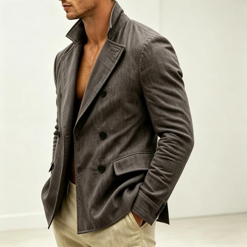 Blazer croisé en lin pour homme