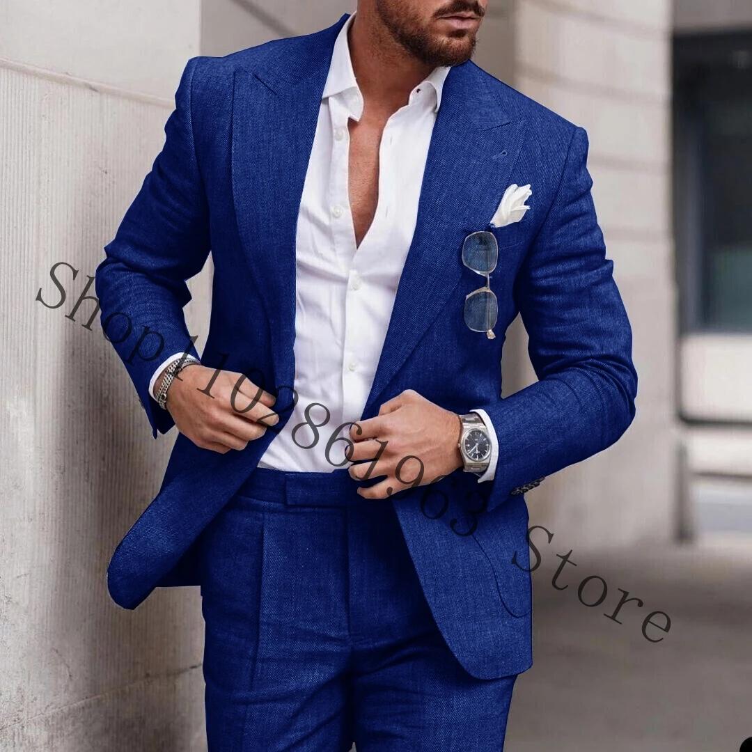 Costumes en lin blanc pour hommes