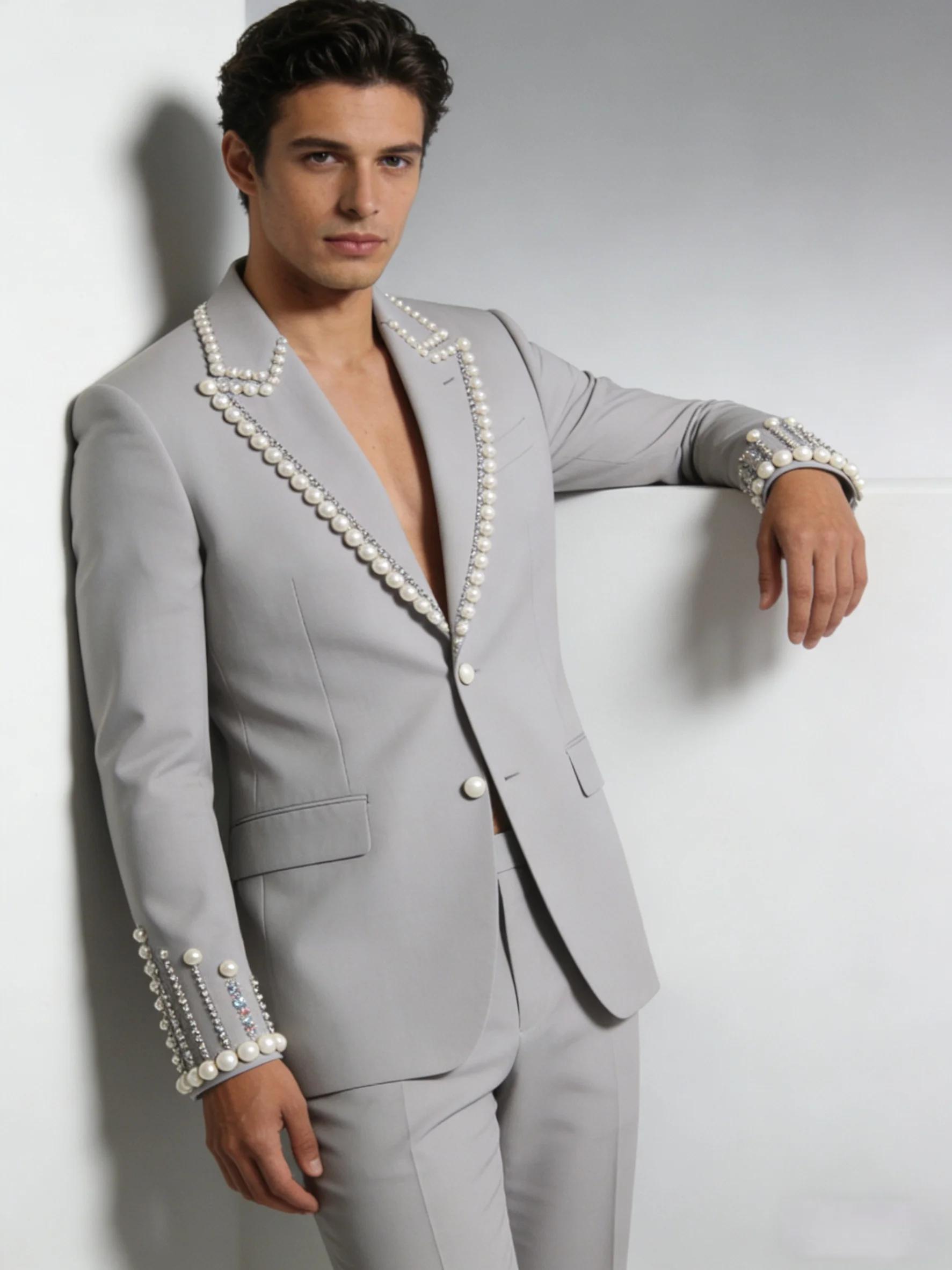 Ensemble de costumes gris clair pour hommes