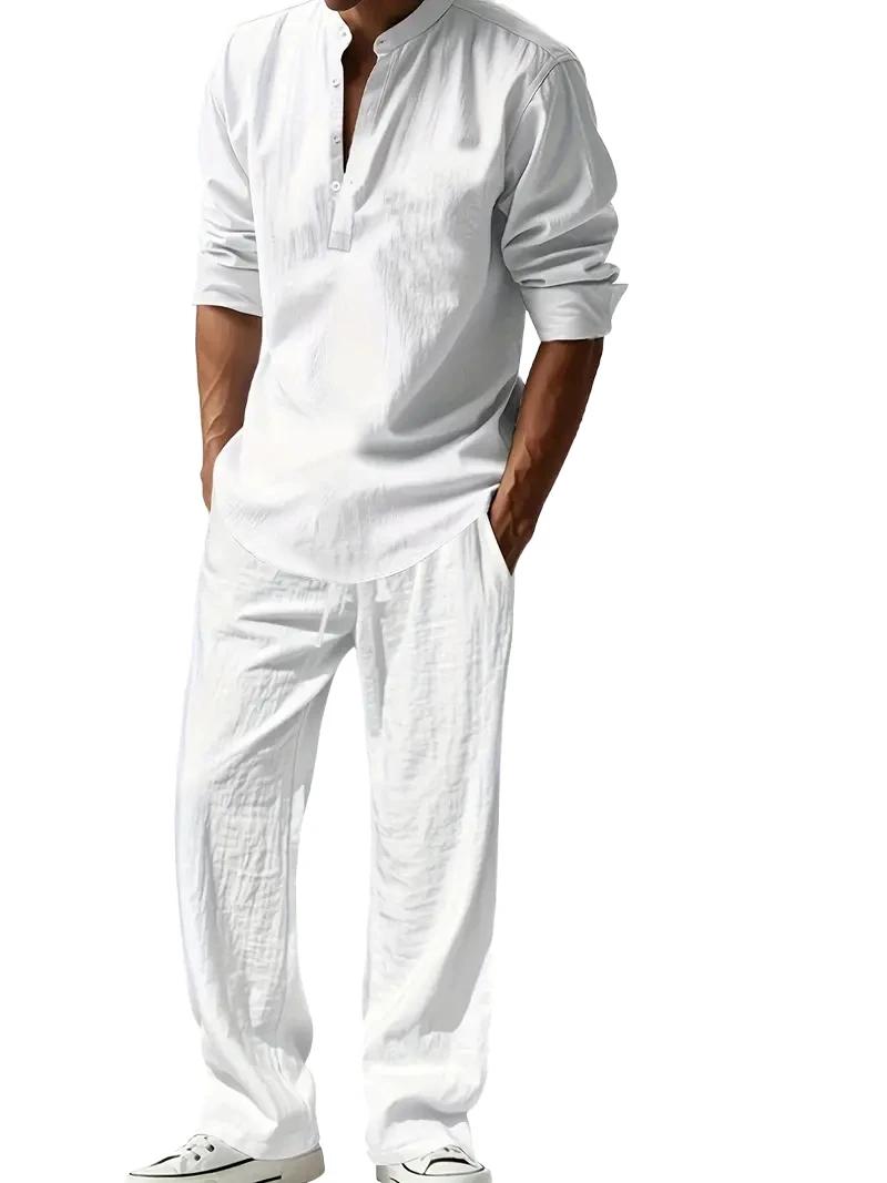 Ensemble de costume en lin blanc pour homme