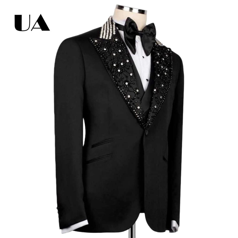 Ensemble de costume de perles de luxe haut de gamme pour hommes