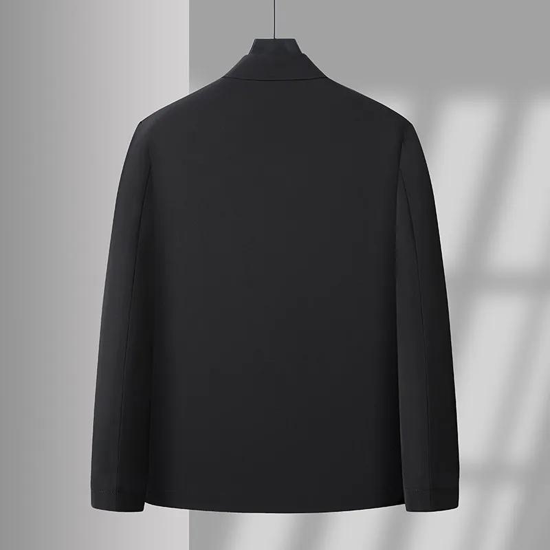 Veste noire à manches longues pour homme 2026 avec col rabattable