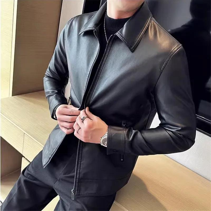 Veste en cuir de style coréen pour hommes