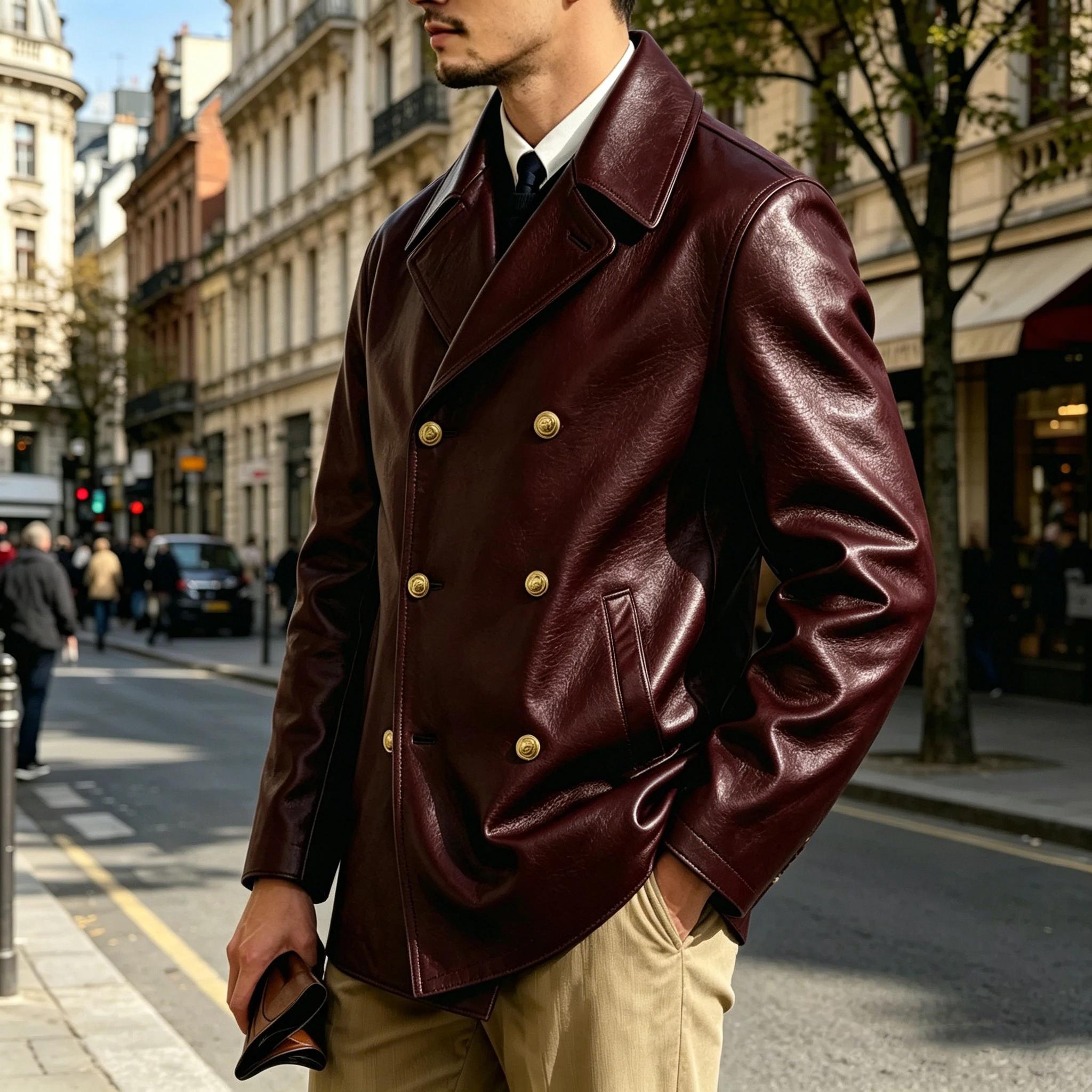 Blazer en cuir de luxe pour homme