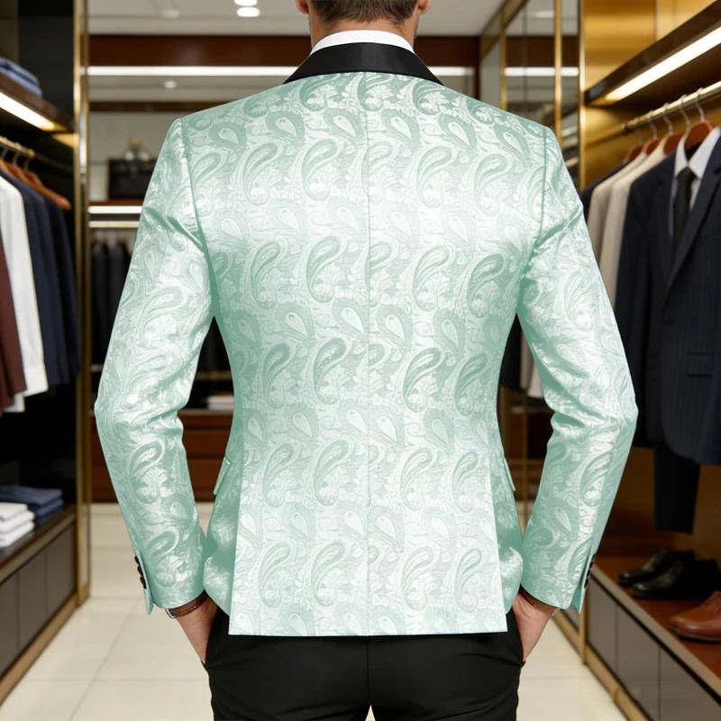 Blazer de smoking pour homme en jacquard Paisley brillant