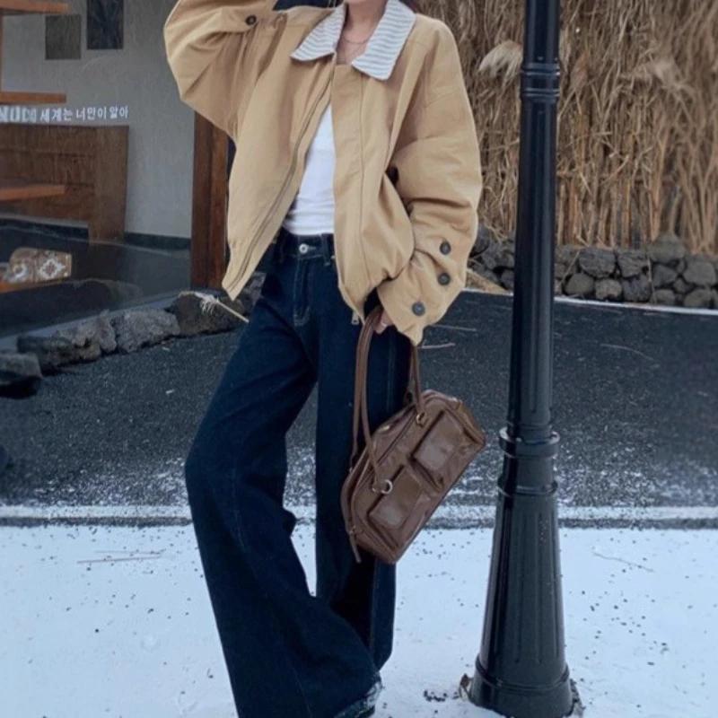 Veste kaki à col rayé Vintage pour hommes