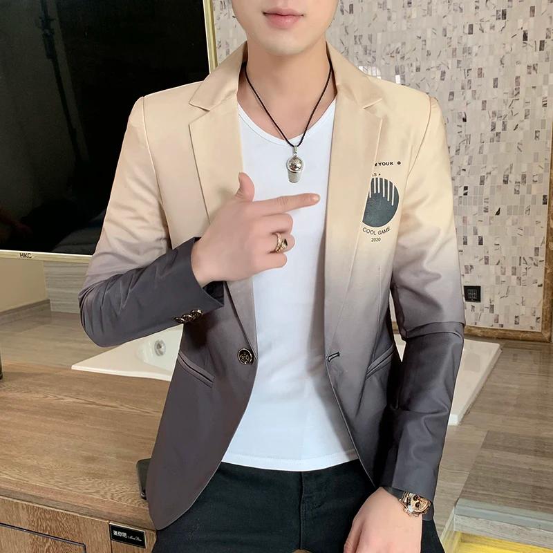 Veste de costume homme dégradé Blazer mâle manteau gothique nouveau Masculino coréen mince décontracté hommes robe