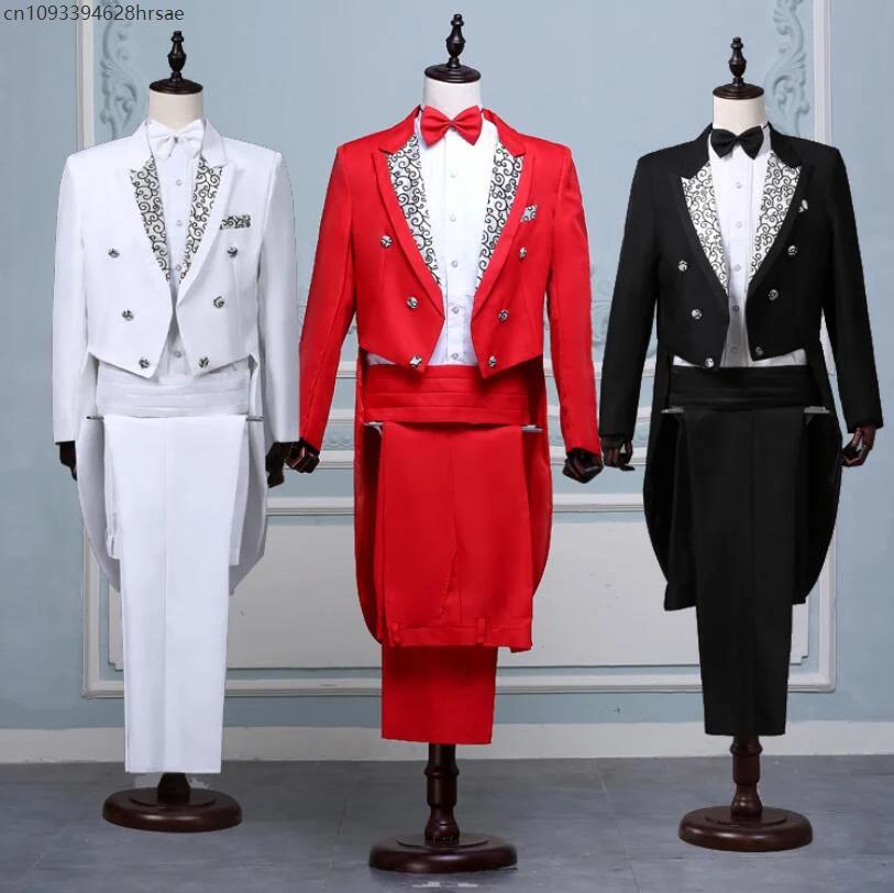 Manteau queue à revers noir et blanc pour hommes