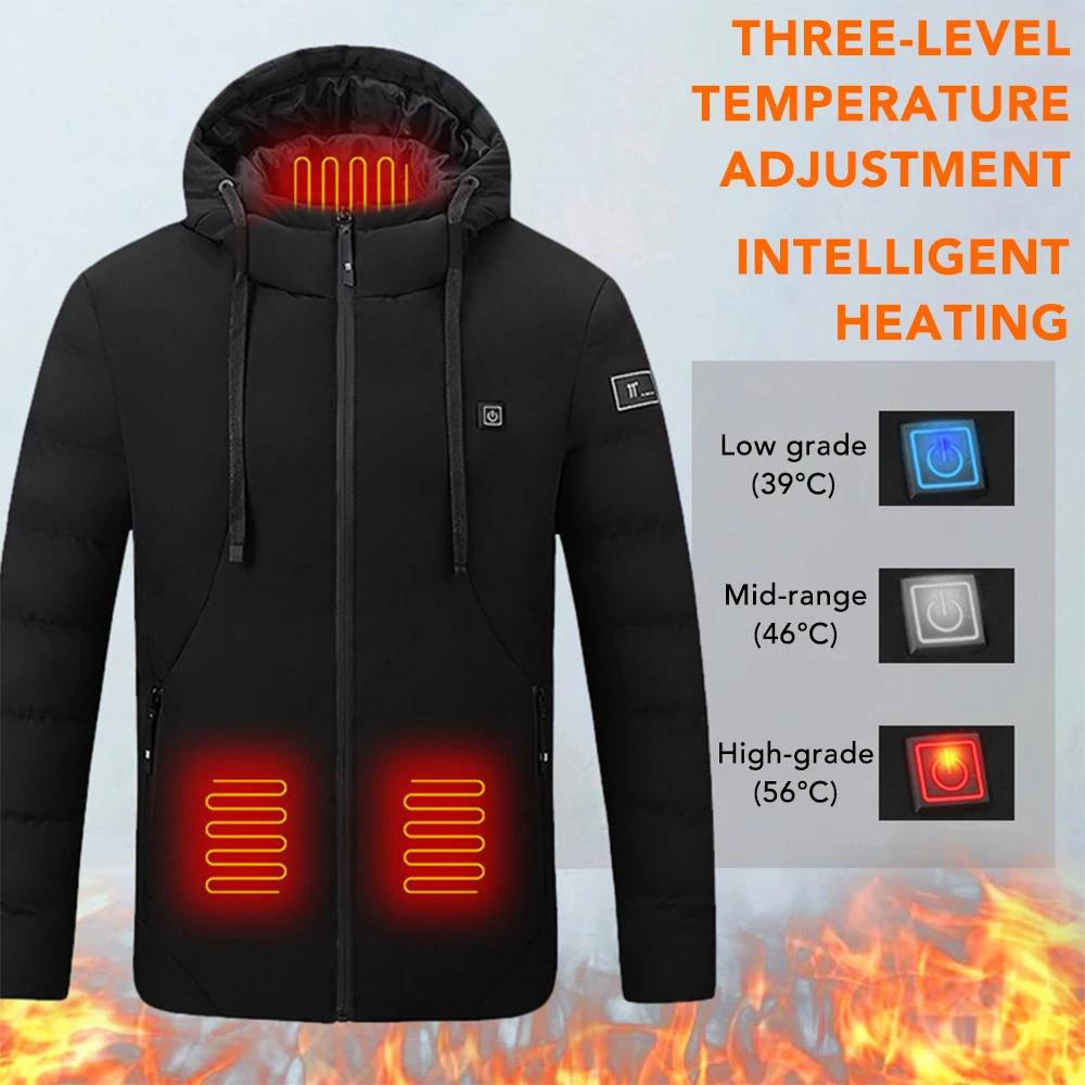 4 zones vestes chauffantes pour hommes Sports de plein air intelligent USB charge chauffage vêtements d'extérieur hiver électrique thermique chaud coton veste