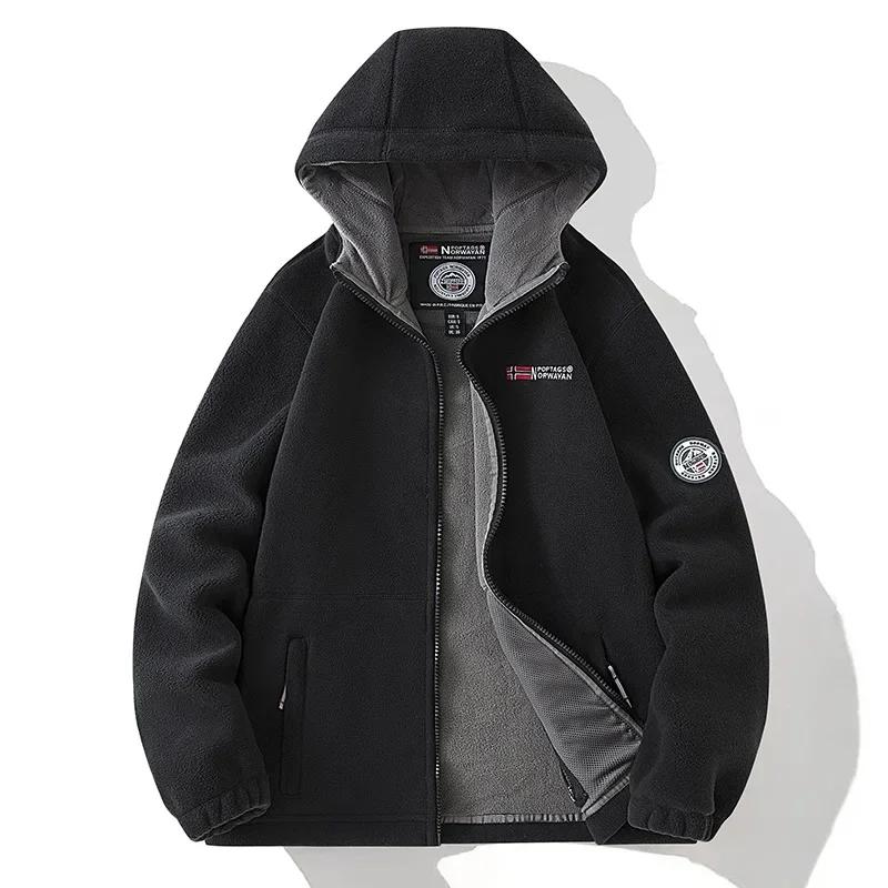 Veste d'hiver épaisse en polaire Double couche pour hommes