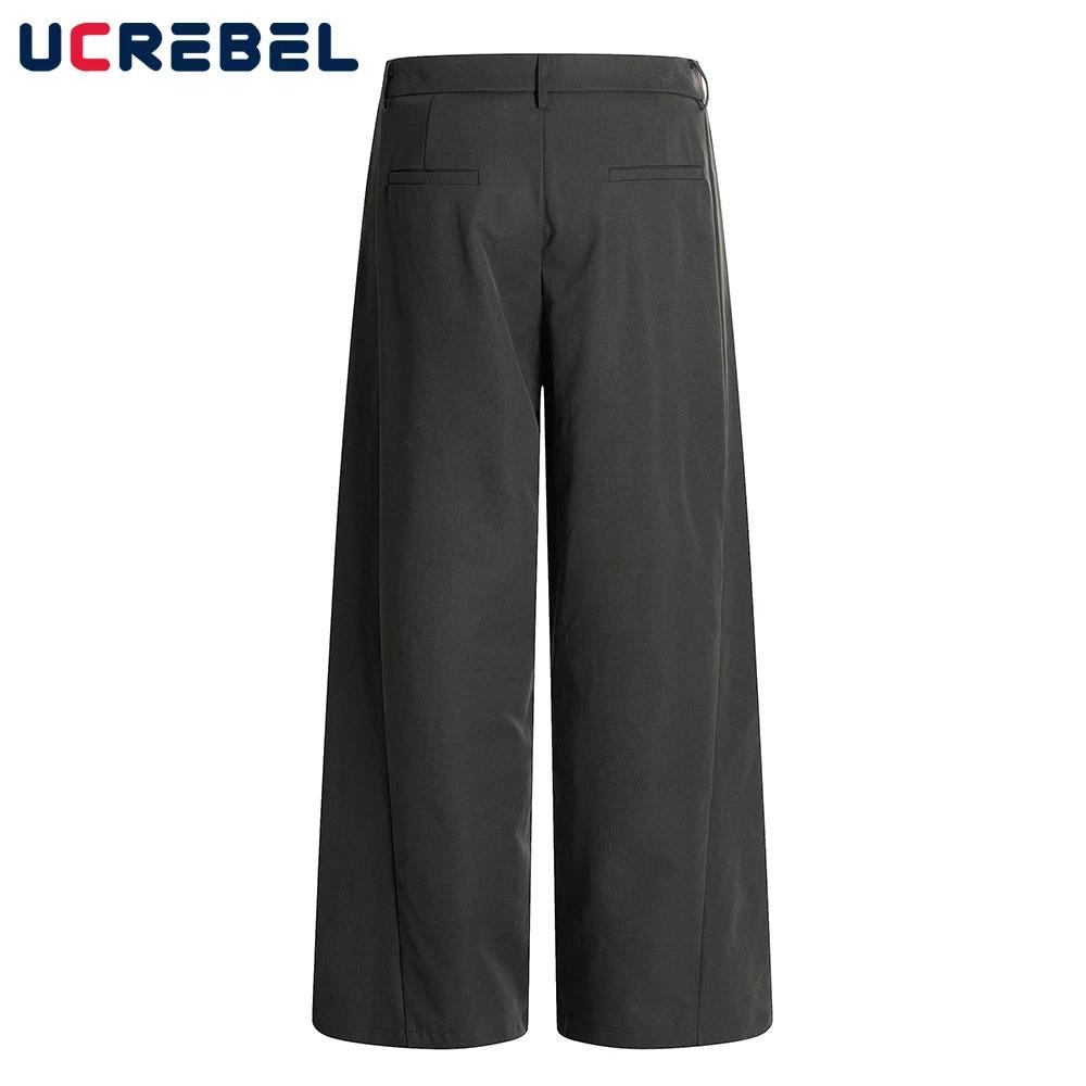 Pantalon de costume plissé de couleur unie pour hommes
