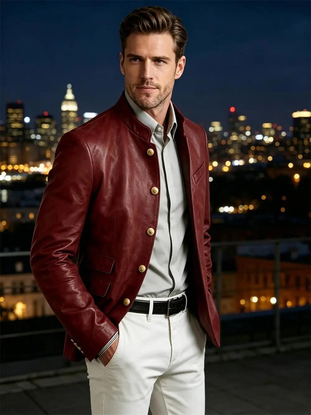 Veste en cuir pour homme