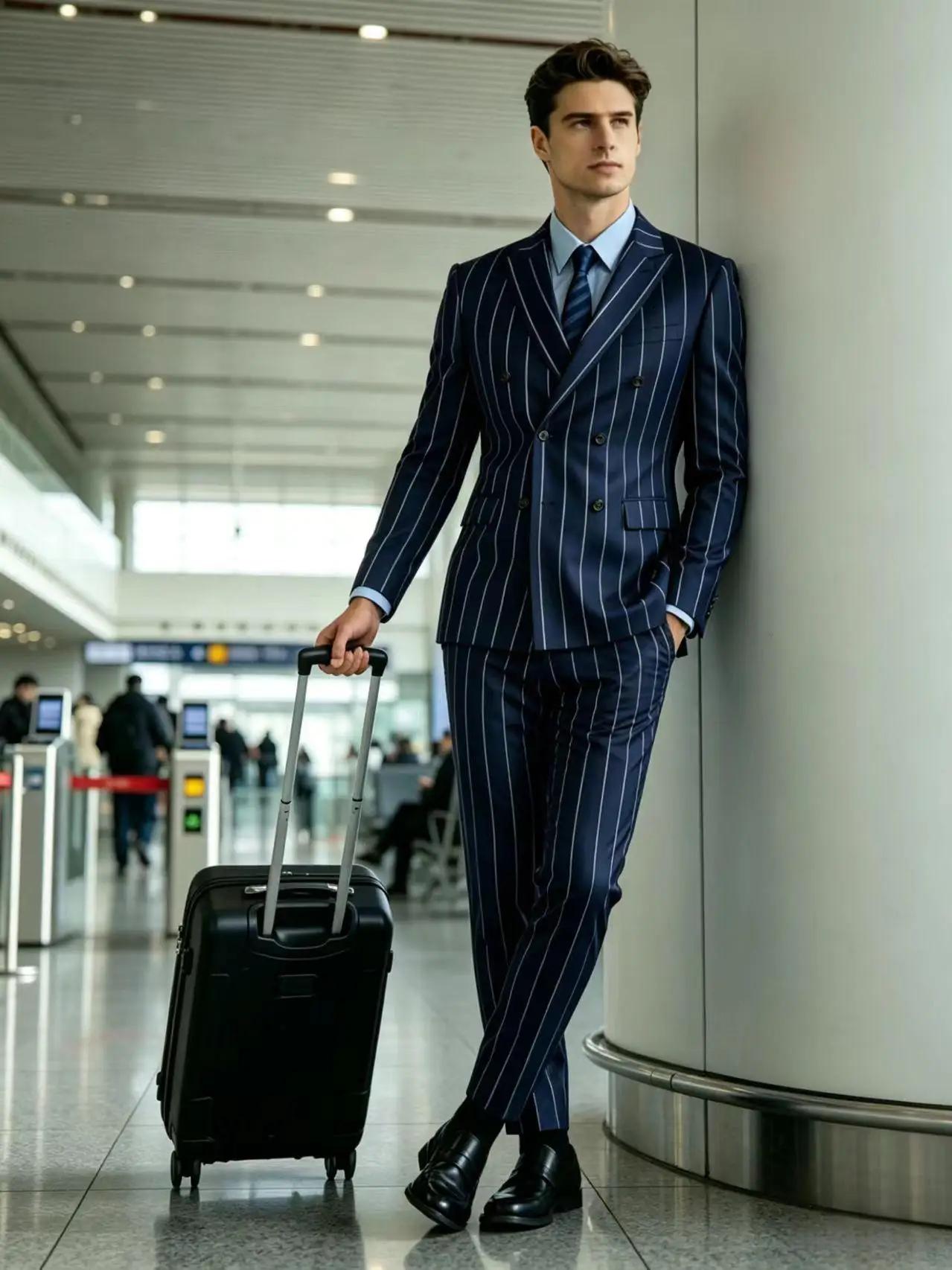 Costume homme 2 pièces à rayures fines
