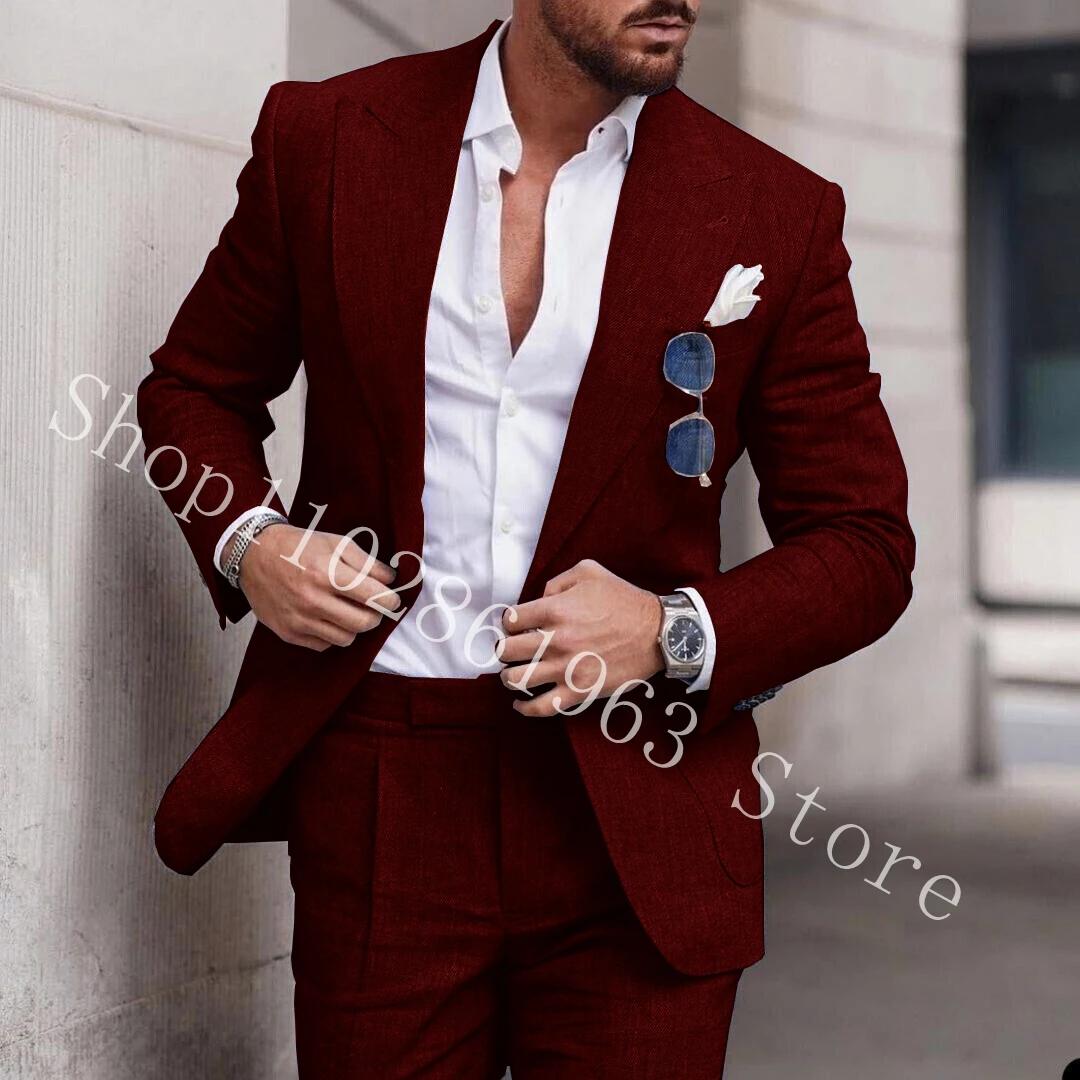 Costumes en lin blanc pour hommes