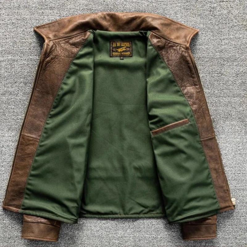 Veste en cuir marron pour homme