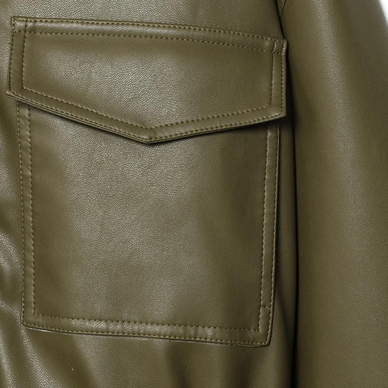 Veste femme veste simili cuir vert femme Demi-saison veste d'extérieur femme automne nouveau dans manteau coupe-vent Streetwear