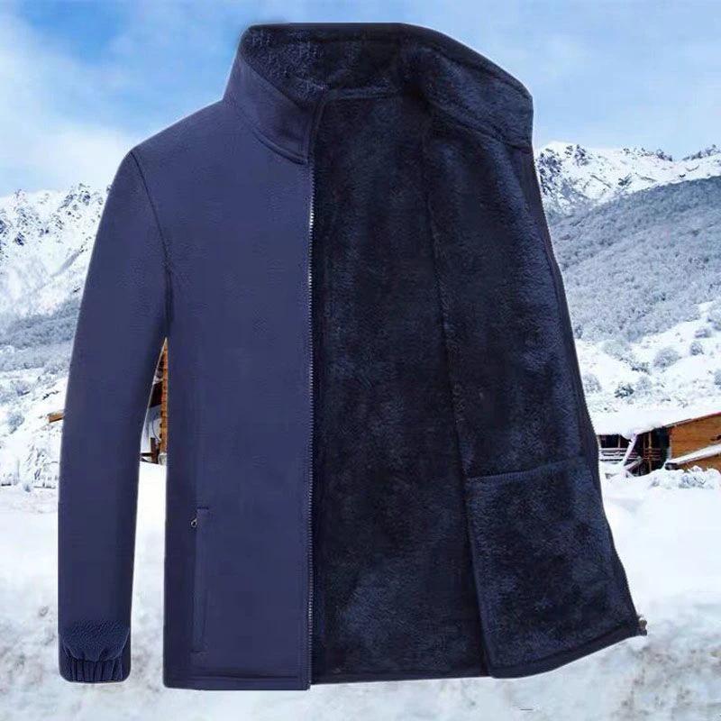 Manteau cardigan en velours à col montant pour hommes