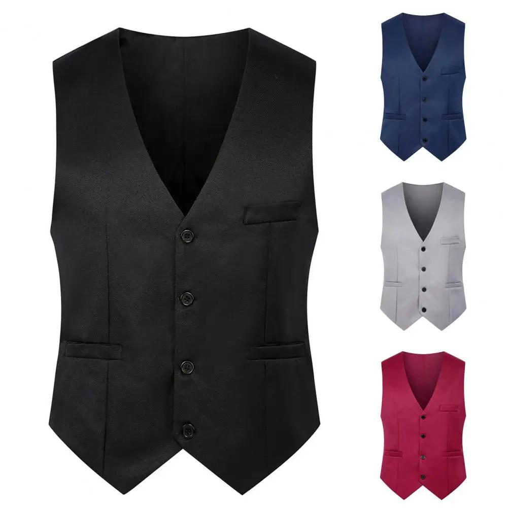 Hommes costume gilet simple boutonnage bouton fermeture