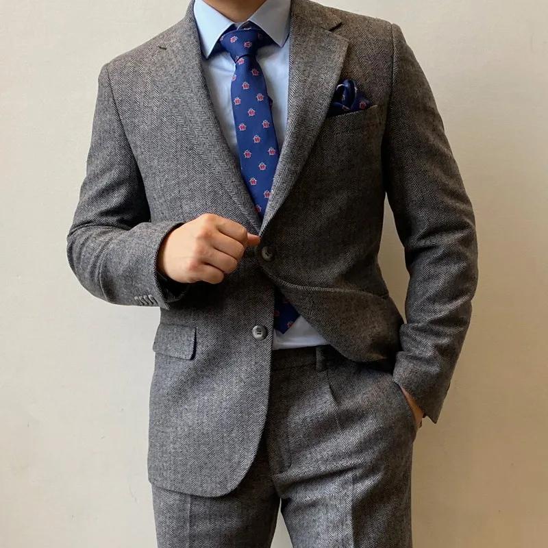 Nouvel ensemble de costume grande taille pour hommes avec motif à chevrons