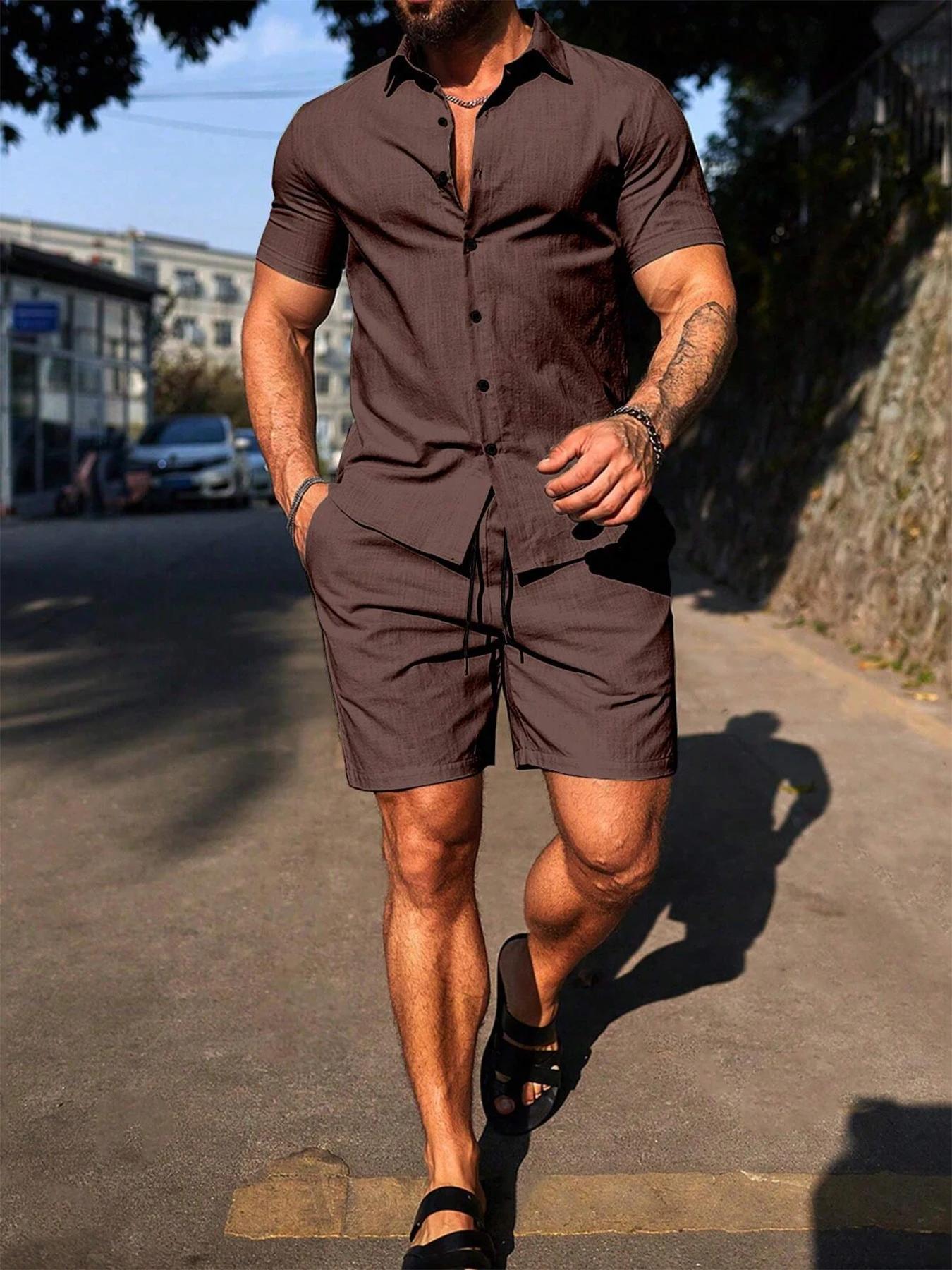 Costume décontracté pour homme en lin