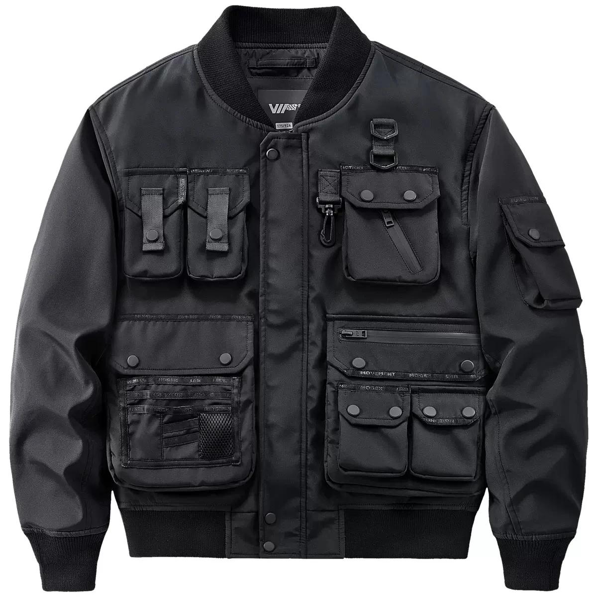 BlackDulBomber-Veste Multipoches Fonctionnelle pour Homme