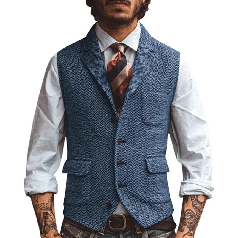 Marron hommes Gilet à chevrons marié Banquet affaires