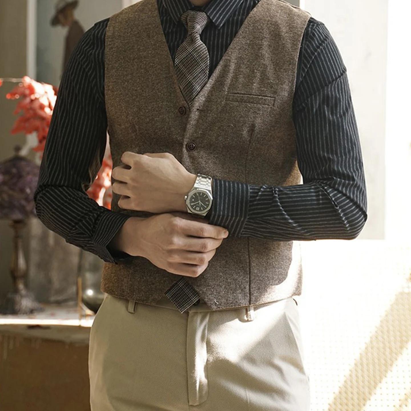 Gilet de costume rétro britannique pour hommes