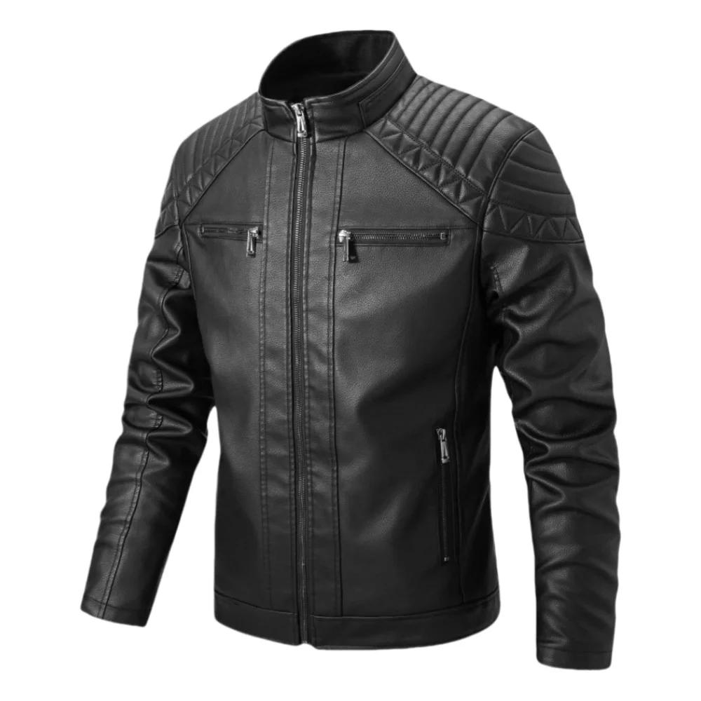 Eur 2025 nouvelle veste en cuir PU pour hommes