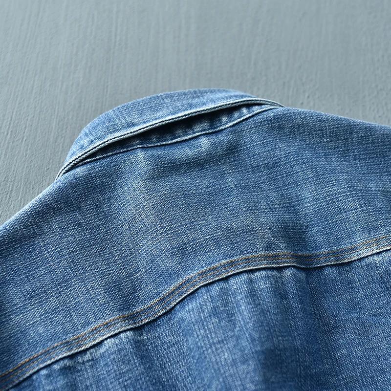 ChimMen-Chemise en Denim Bleu Délavé à l'Eau