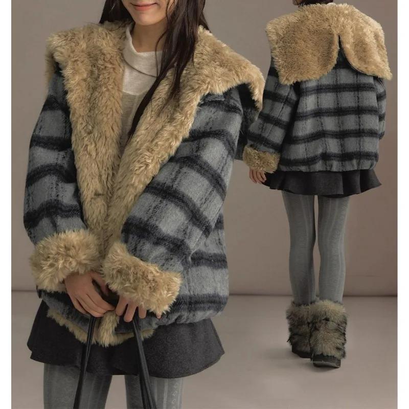 Academy – veste à carreaux à col bleu marine