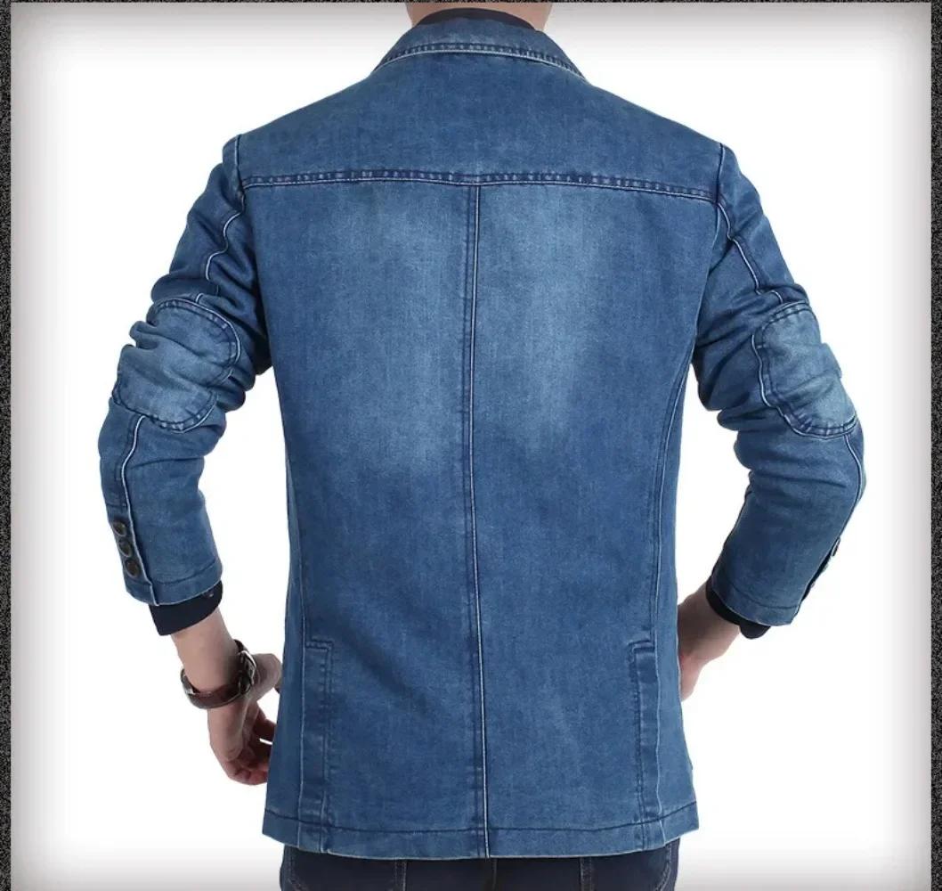 Blazers hommes veste en jean costumes manteaux simple boutonnage col rabattu manches longues décontracté manteau régulier bouton Blazer vestes